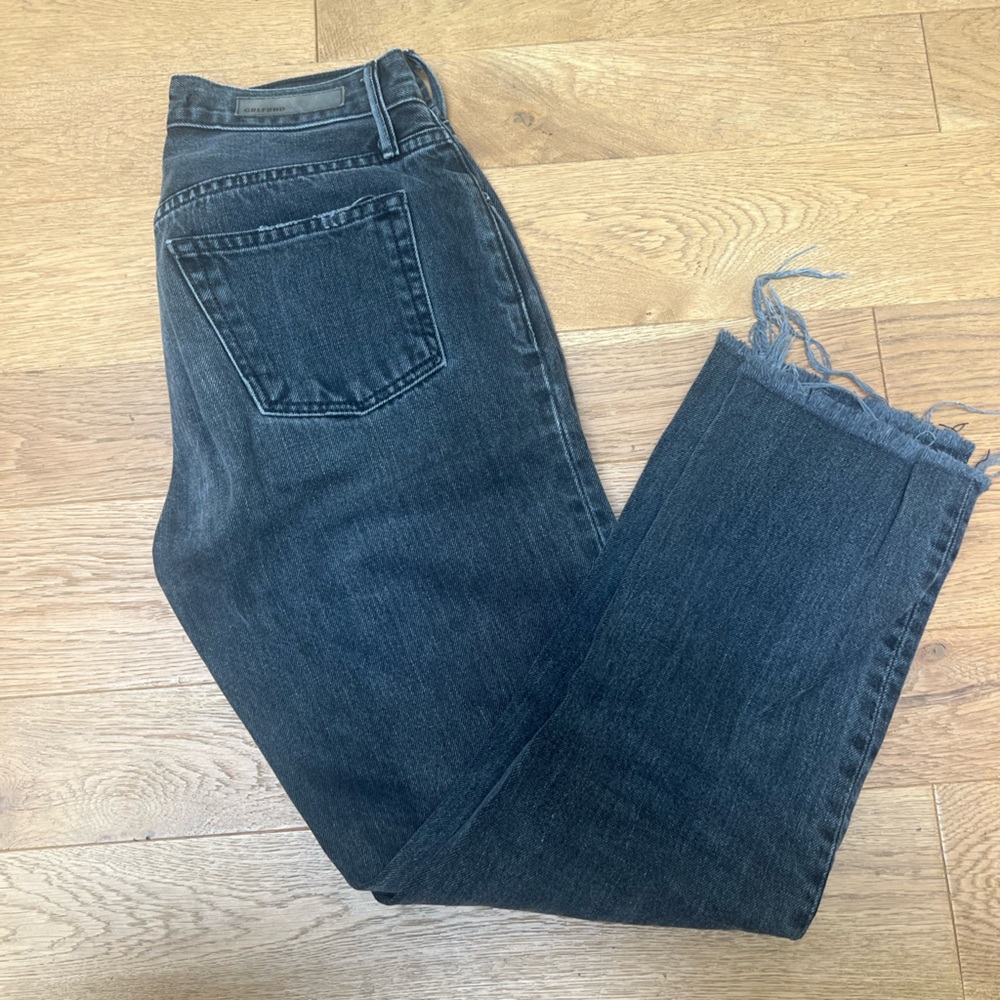 Girlfriend (grlfrnd) faded black/washed gray crop jeans 26”